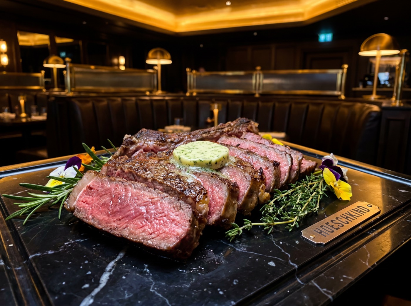 Gegrilltes Dry Aged Steak mit Kräuterbutter im Hoeschkind Dortmund