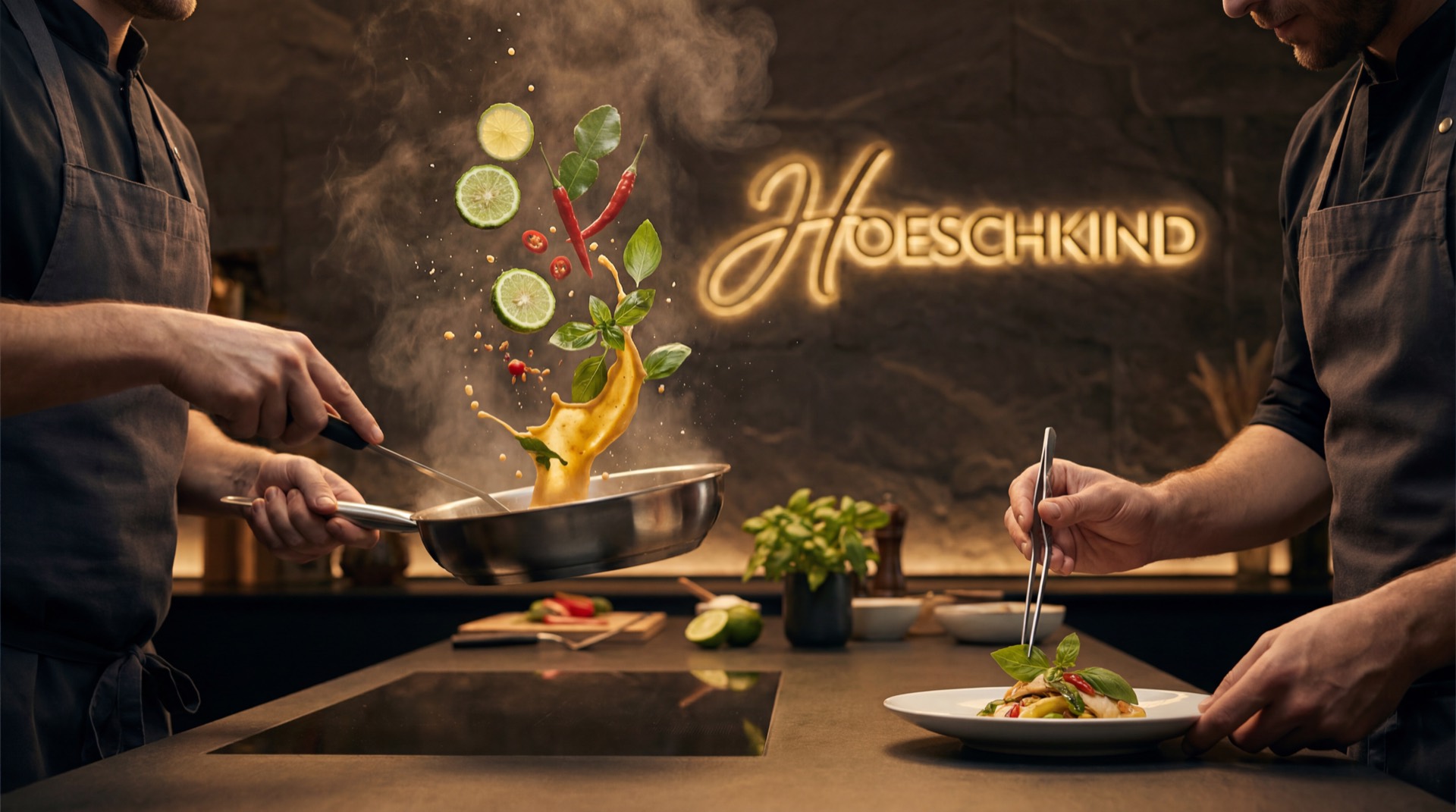 Köche bei der Zubereitung im Hoeschkind Dortmund