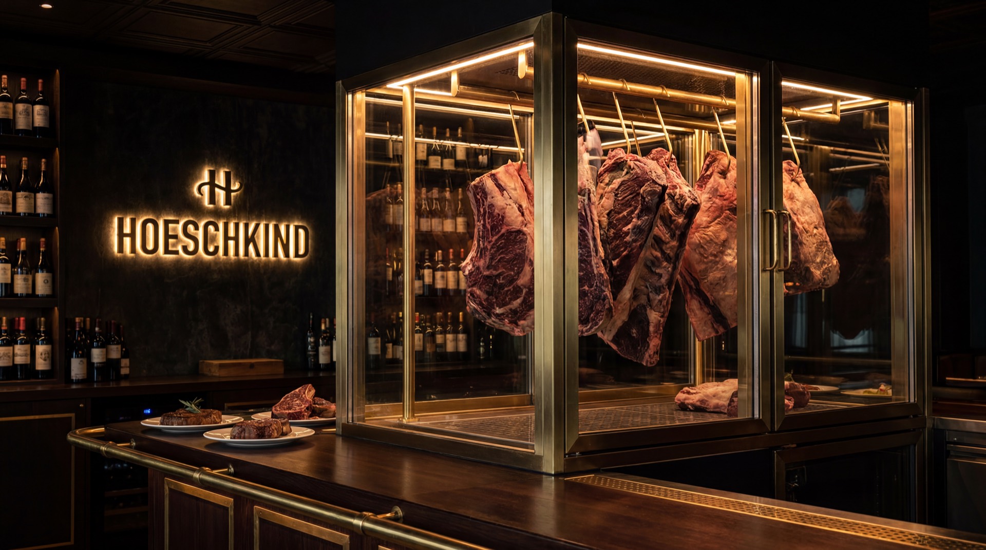 DryAger-Reifeschrank mit Fleisch am Knochen im Hoeschkind Dortmund